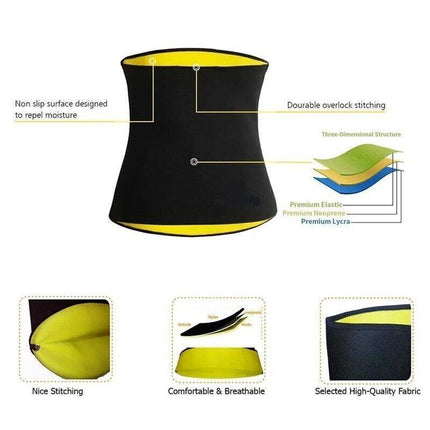 Hot Fit Body Shaper Slimming Belt Waist Trainer Tummy Trimmer Sweat Fat Burn Oz Aimall