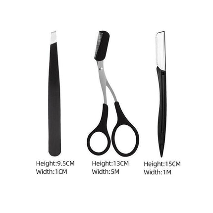3PCS/Set Eyebrow Trimming Eyelash Brush Folding Tweezer Portable Makeup Tools AU - Aimall