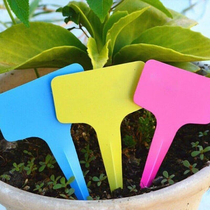 T-type Plant Labels Flexible Plastic Garden Tags Nursey Seeding Marker Pen White - Aimall