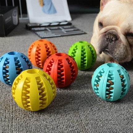 Dog Chew Toy Rubber Ball Dental Clean Teeth Healthy Food Dispenser Puppy Pet AU - Aimall