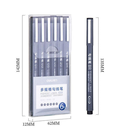 6 PCS Set 6 Sizes Micro Pen Fineliner Ink Pens Waterproof Fine Point Line Black - Aimall