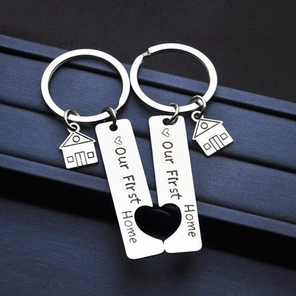 OUR FIRST HOME BUYER MATCHING SET COUPLE HOUSE KEY HOLDER KEYRING KEYCHAIN GIFT - Aimall