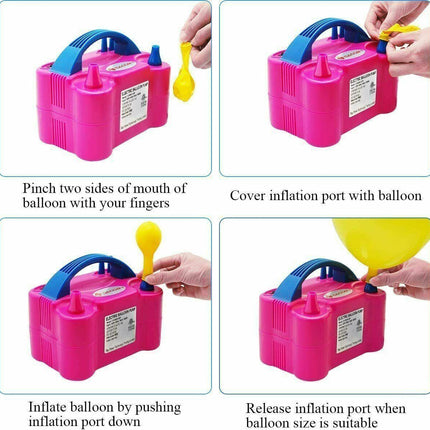 Electric Balloon Pump Ballon Inflator 600W Power 2 Nozzles Portable AU Plug Air - Aimall