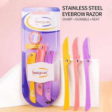 3PCS Women's Eyebrow Razor Dermaplaning Kit Facial Hair Shaving Razor Tool AU - Aimall