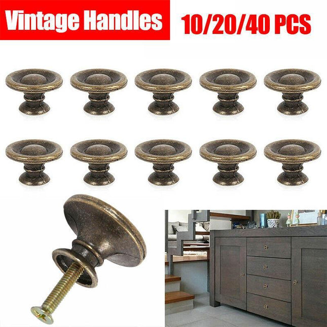 10/20x Vintage Handles Cabinet Drawer Cupboard Door Iron Knob Antique Brass Pull - Aimall