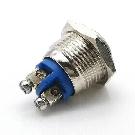 16mm Convex Head Metal Push Button Momentary ON/OFF Horn Switch Start High Flush - Aimall