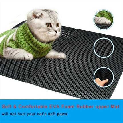Double-Layer Cat Litter Mat Waterproof Trapper Foldable Pad Pet Rug Home UrineAU - Aimall