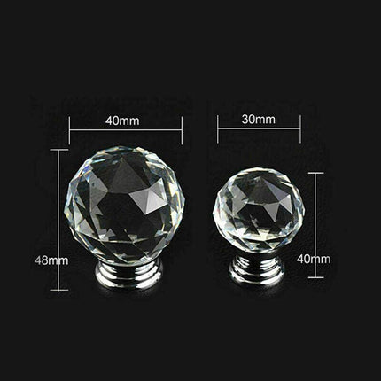 Door Knobs Handle Pull Clear Crystal Glass Knob Drawer Cabinet +Screw 30mm 40mm - Aimall