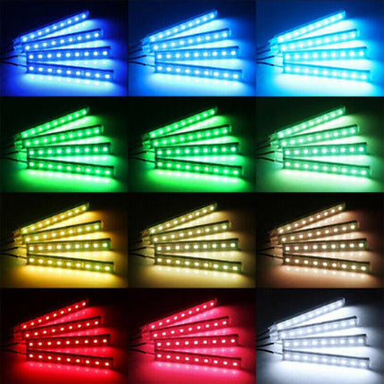 4X 12V 9LED RGB Car Interior LED Strip Lights Wireless Remote Control Music AU - Aimall