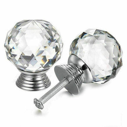 Door Knobs Handle Pull Clear Crystal Glass Knob Drawer Cabinet +Screw 30mm 40mm - Aimall