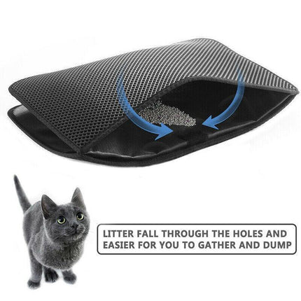 Double-Layer Cat Litter Mat Waterproof Trapper Foldable Pad Pet Rug Home UrineAU - Aimall