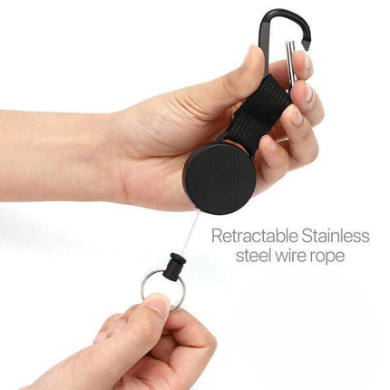 2 X Retractable Stainless Steel Keyring Pull Ring Key Chain Recoil Heavy Duty AU - Aimall