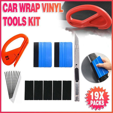 Car Wrap Vinyl Tools Kit 19 Film Wrapping Carbon Fibre Squeegee Safety Cutter AU - Aimall