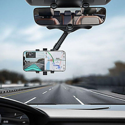 360° Rotatable And Retractable Car Phone Holder Rearview Mirror Multifunctional - Aimall