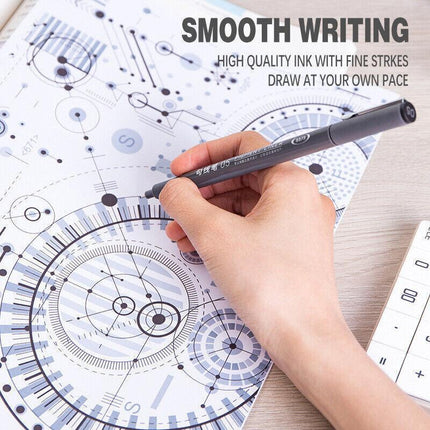 6 PCS Set 6 Sizes Micro Pen Fineliner Ink Pens Waterproof Fine Point Line Black - Aimall