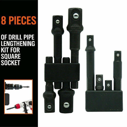 8X Drill Socket Adapter Set Impact Nut Driver Hex Extension Bits 1/4" 3/8" 1/2" - Aimall