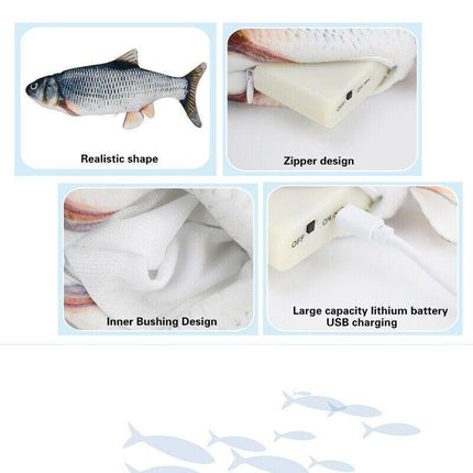 Electric Dancing Fish Kicker Cat Toy Wagging Realistic Moves USB Rechargeable AU - Aimall