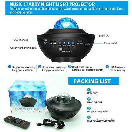 Led Galaxy Starry Night Light Projector Ocean Star Sky Party Baby Kids Room Lamp Aimall