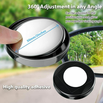 2x Blind Spot Car Mirror 360?? Wide Angle Adjustable Rear Side View Convex White - Aimall