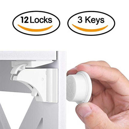 30PCS Magnetic No Drilling Cabinet Drawer Cupboard Baby Kids Safety Locks AU - Aimall
