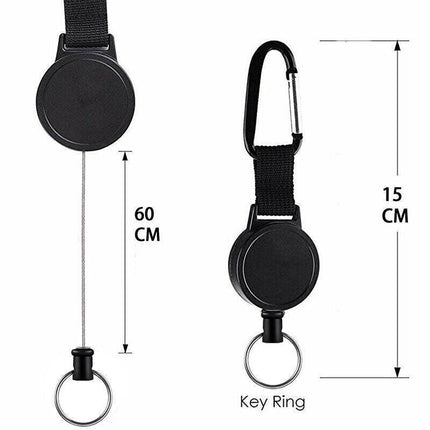 2 X Retractable Stainless Steel Keyring Pull Ring Key Chain Recoil Heavy Duty AU - Aimall