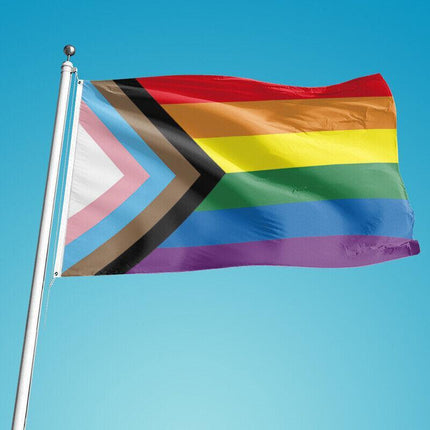 90x150cm Progress Pride Rainbow Flag Gay Lesbian LGBTQ Mardi Gras Party Banner - Aimall