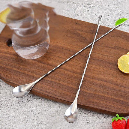 Stainless Steel Bar Wine Cocktail Mixing Twist Spoon Long Handle Drink Stirring - Aimall