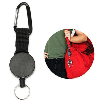 2 X Retractable Stainless Steel Keyring Pull Ring Key Chain Recoil Heavy Duty AU - Aimall