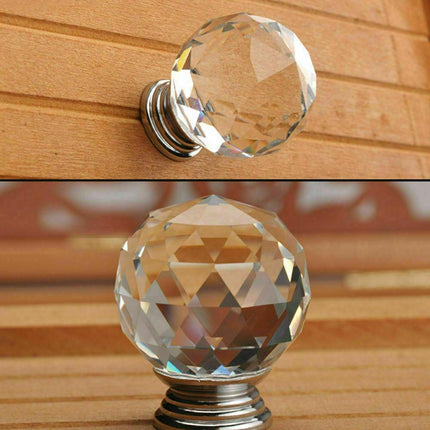 Door Knobs Handle Pull Clear Crystal Glass Knob Drawer Cabinet +Screw 30mm 40mm - Aimall