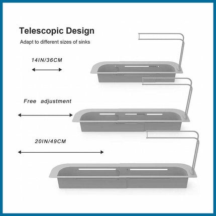 NEW Telescopic Sink Rack Holder Expandable Storage Drain Basket Home Kitchen Kit - Aimall