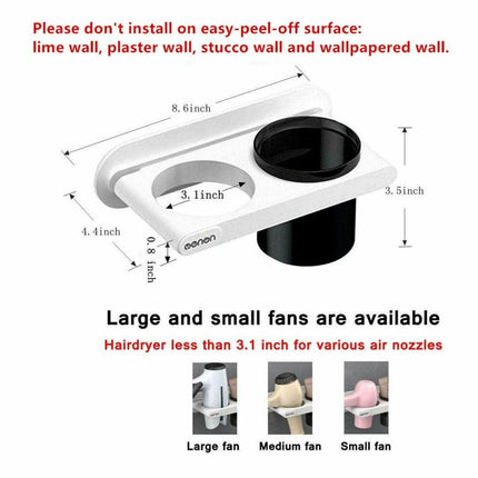 Bathroom Mounted Wall Suction Cup Hair Dryer Holder Hanger Shelf Rack Storage AU - Aimall
