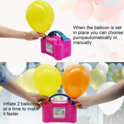 Electric Balloon Pump Ballon Inflator 600W Power 2 Nozzles Portable AU Plug Air - Aimall