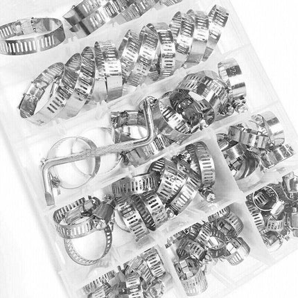 Stainless Steel Hose Clamps Clips Range Worm Gear Pipe Clamp Kit AU STOCK 91PCS - Aimall