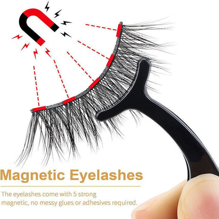 Magnetic False Eyelashes Natural Eye Lashes Extension Liquid Eyeliner Tweezer AU - Aimall