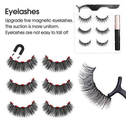 Magnetic False Eyelashes Natural Eye Lashes Extension Liquid Eyeliner Tweezer AU - Aimall