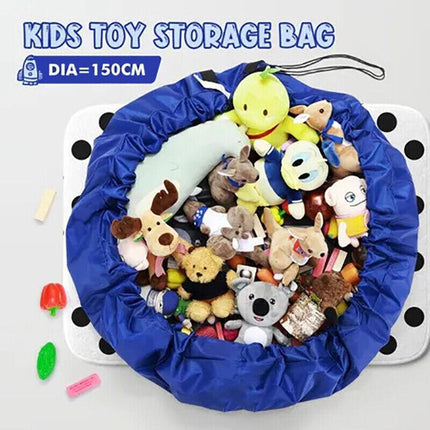 150cm Kids Play Mat Bag Portable Toy Storage Organizer Lego Toys Drawstring Bag - Aimall