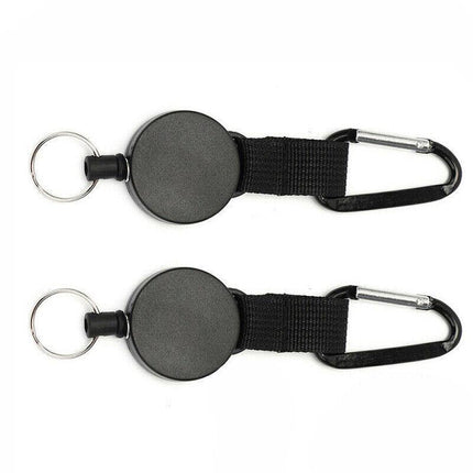 2 X Retractable Stainless Steel Keyring Pull Ring Key Chain Recoil Heavy Duty AU - Aimall
