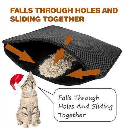Double-Layer Cat Litter Mat Waterproof Trapper Foldable Pad Pet Rug Home UrineAU - Aimall