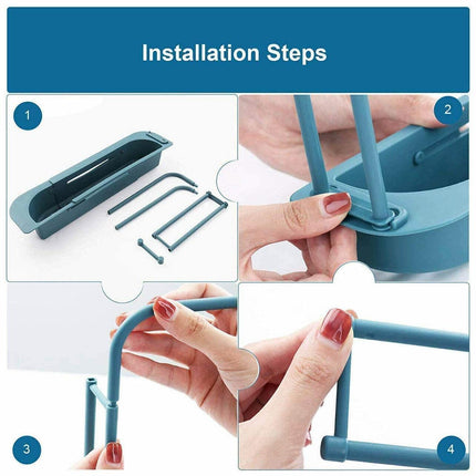 NEW Telescopic Sink Rack Holder Expandable Storage Drain Basket Home Kitchen Kit - Aimall