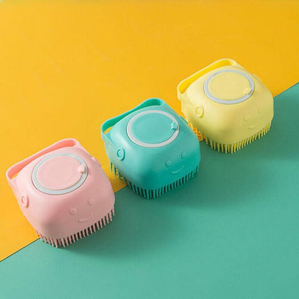 Pet Massage Bath Brush For Dog Cat Shampoo Dispenser Silicone Scrubber Wash Tool - Aimall