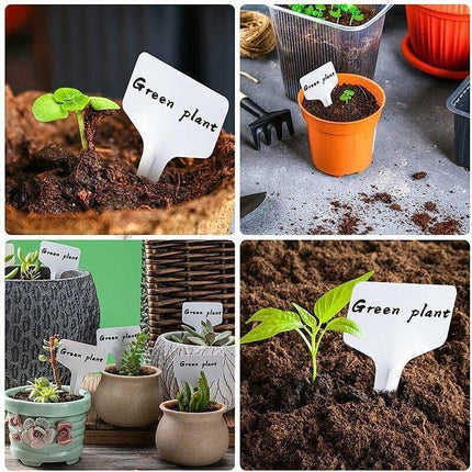 T-type Plant Labels Flexible Plastic Garden Tags Nursey Seeding Marker Pen White - Aimall