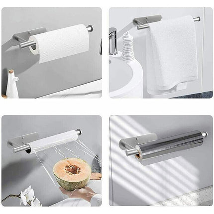 Kitchen Hanger Paper Roll Cabinet Towel Holder OrganizerRack Shelf Wall Adhesive - Aimall