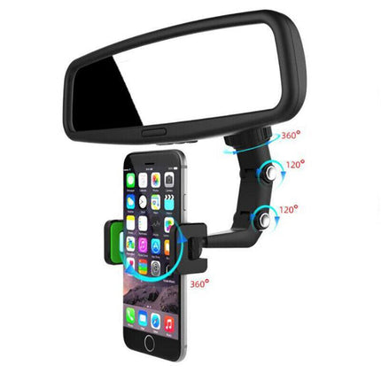 360°Car Rear View Mirror Mount Holder Stand For Phone Multifunctional Universal~ - Aimall