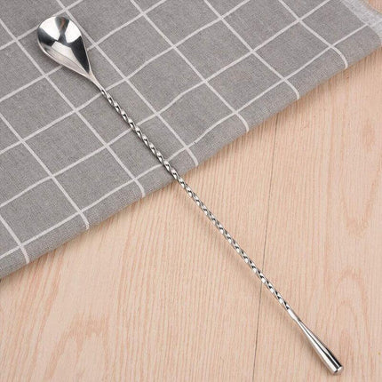 Stainless Steel Bar Wine Cocktail Mixing Twist Spoon Long Handle Drink Stirring - Aimall