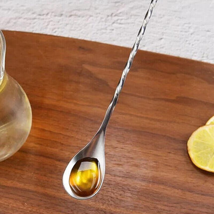 Stainless Steel Bar Wine Cocktail Mixing Twist Spoon Long Handle Drink Stirring - Aimall