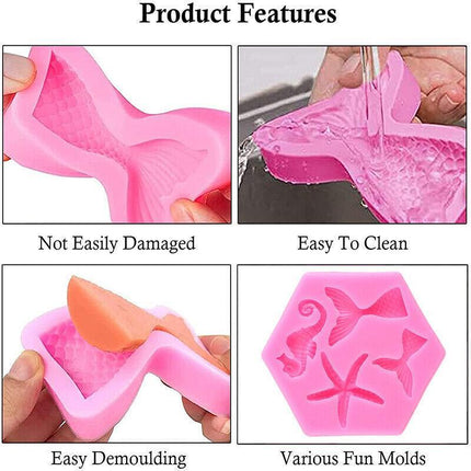 Mermaid Tail Sea Shell Silicone Cake Fondant Sugarcraft Mould Chocolate Mold AU - Aimall