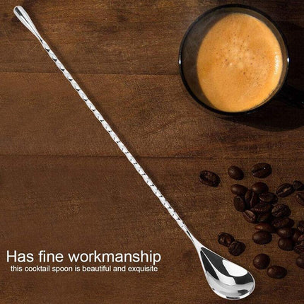 Stainless Steel Bar Wine Cocktail Mixing Twist Spoon Long Handle Drink Stirring - Aimall