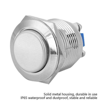 16mm Convex Head Metal Push Button Momentary ON/OFF Horn Switch Start High Flush - Aimall