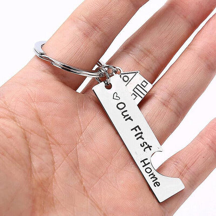 OUR FIRST HOME BUYER MATCHING SET COUPLE HOUSE KEY HOLDER KEYRING KEYCHAIN GIFT - Aimall