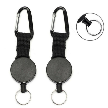 2 X Retractable Stainless Steel Keyring Pull Ring Key Chain Recoil Heavy Duty AU - Aimall